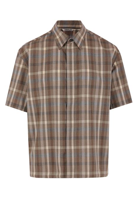 camicia h/s uomo marrone AURALEE | A26SS02TCTOP BROWN CHECK